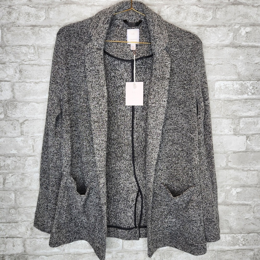 LC Lauren Conrad Knit Blazer Grey Structured Cardigan Professional Classic M